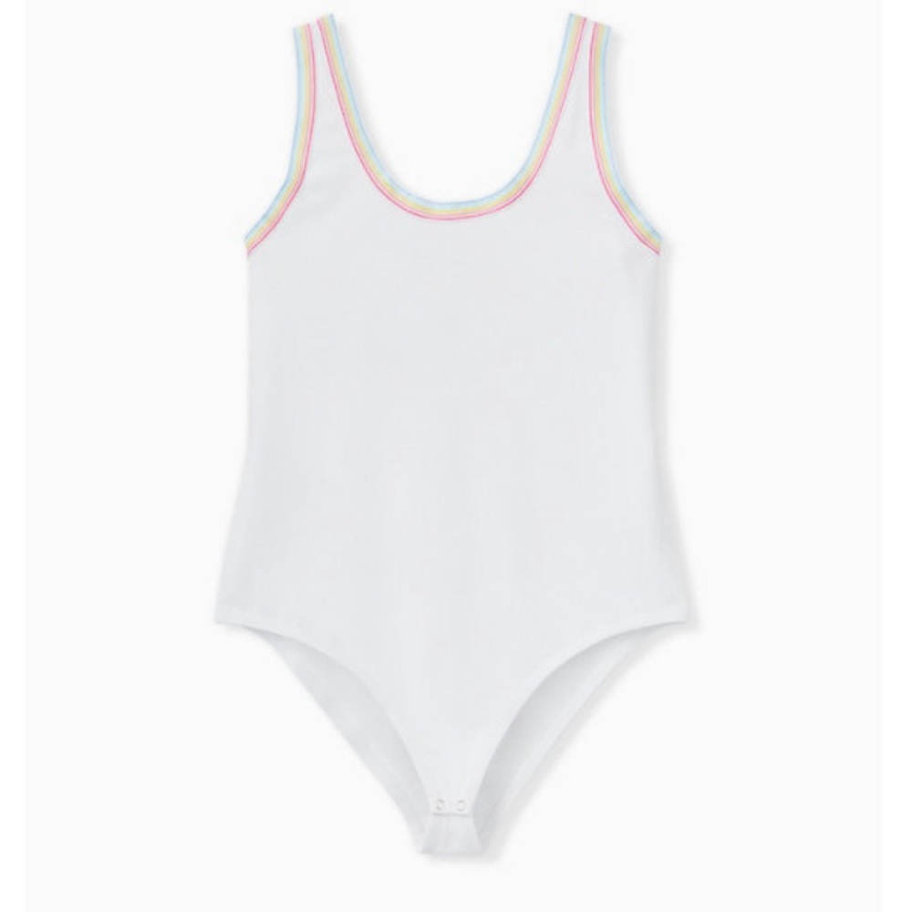 Torrid Size 1 Rainbow Ringer Foxy Bodysuit NWT